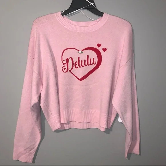 NWT PINK “DELULU” SWEATER SIZE XL - Picture 2 of 7